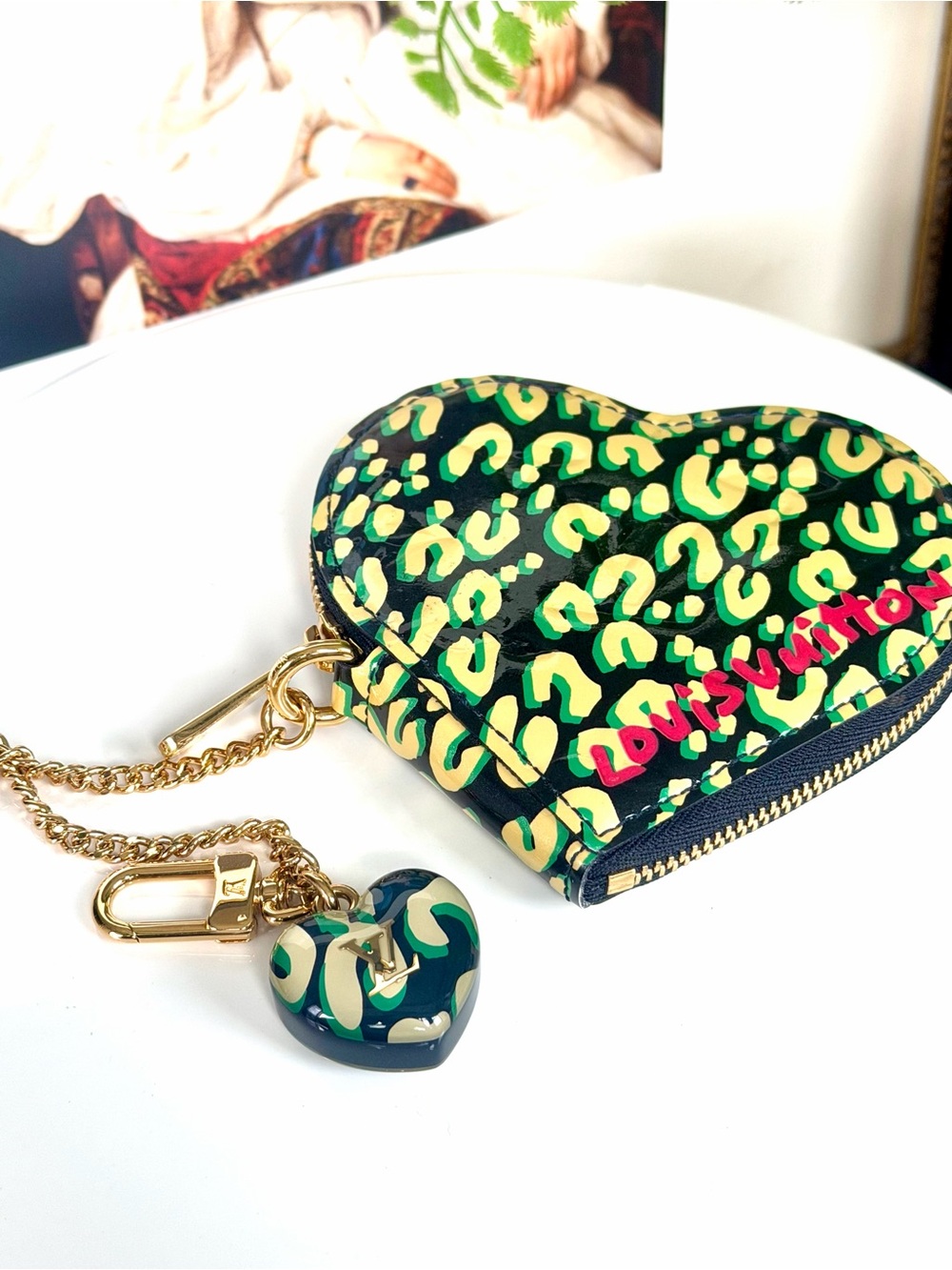LV Stephen Sprouse Limited Edition Leopard Vernis Heart Coin Pouch